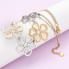 304 Stainless Steel Two Tone Flower Bib Necklaces for Women NJEW-F361-01GP-4
