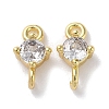 Rack Plating Brass Pave Clear Cubic Zirconia Connector Charms KK-Z039-39G-1