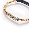 (Jewelry Parties Factory Sale)Adjustable 304 Stainless Steel Braided Beaded Bracelets BJEW-L655-018-3