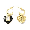 Enamel Heart Dangle Stud Earrings with Clear Cubic Zirconia EJEW-G327-07G-3