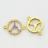 Golden Tone Alloy Enamel Rhinestone Multi-stone Links connectors ENAM-J474-06G-1