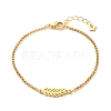 201 Stainless Steel Feather Link Bracelet with 304 Stainless Steel Box Chains for Women BJEW-JB08281-03-1