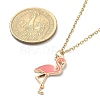 Alloy Enamel Flamingo Pendant Necklace with 304 Stainless Steel Chains NJEW-JN04411-2