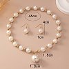 Plastic Imitation Pearl Round Beaded Pendant Necklaces & Dangle Earrings Sets for Women WGE733F-03-2