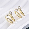 Brass Micro Pave Clear Cubic Zirconia Cuff Earrings EJEW-K305-02G-2