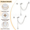 ANATTASOUL 4 Sets 2 Color Alloy Star Asymmetrical Earrings with Sterling Silver Pins EJEW-AN0001-02-3