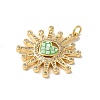 Sun with Heart Brass Micro Pave Cubic Zirconia Pendants KK-K385-071G-3