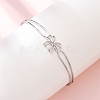 Bowknot 304 Stainless Steel & Rhinestone Cuff Bangles for Women BJEW-Z176-02P-1