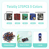 175Pcs 5 Colors 2-Hole Opaque Glass Seed Beads SEED-PJ0001-04A-4