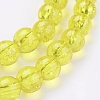1Strand Yellow Transparent Crackle Glass Round Beads Strands X-CCG-Q001-6mm-04-3