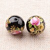 Flower Picture Printed Glass Round Beads GLAA-J087-12mm-A09-2