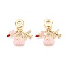 Brass Micro Pave Clear Cubic Zirconia and Enamel European Dangle Charms X-KK-T079-81G-1