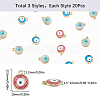 60Pcs 3 Colors Epoxy Resin Enamel Evil Eye Charms RESI-SC0003-27-2