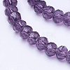Faceted Indigo Transparent Glass Rondelle Bead Strands X-GLAA-R029-4mm-19A-1