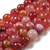Faceted Natural Dragon Veins Agate Beads Strands G-F447-12mm-P08-2