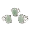 Natural Green Aventurine Teardrop Adjustable Rings RJEW-K241-03P-13-4