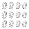Unicraftale 16Pcs 4 Size 201 Stainless Steel Grooved Finger Ring Settings STAS-UN0051-70-1