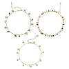 3Pcs 3 Styles Brass Enamel Charm Anklets AJEW-SZ0001-55-1