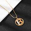 Flat Round with Letter B 304 Stainless Steel Pendant Necklaces & Hoop Earring Jewelry Sets SJEW-L177-08G-3