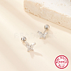 Rhodium Plated 925 Sterling Silver Micro Pave Cubic Zirconia Stud Earrings EZ7349-1-2