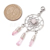 Alloy Woven Net/Web with Natural Rose Quartz Pendants Decorations HJEW-TA00194-03-3