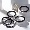 Natural Wood & Natural & Synthetic Mixed Stone Round Beads Stretch Bracelet BJEW-JB07164-2