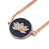 Rack Plating Brass Micro Pave Clear & Dark Blue Cubic Zirconia Box Chain Lotus Flower Link Slider Bracelets BJEW-G716-01RG-2