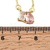 Brass Pave Cubic Zirconia Rectangle & Teardrop Pendant Cable Chain Necklaces KK-CBAB173-05G-09-5
