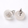 Half Round Dome Natural Crystal Stud Earrings EJEW-L171-02-1