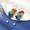 Natural Mixed Gemstone Chips Cluster Earrings EJEW-JE05467-2
