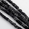 Cube Natural Black Stone Beads Strands G-P057-01-1