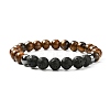 Round Natural & Synthetic Gemstone Beads Stretch Bracelet Set BJEW-JB07030-2