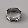 201 Stainless Steel Grooved Finger Ring Settings STAS-WH0027-26D-P-2