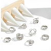 9Pcs 9 Styles Alloy Criss Cross Finger Rings Sets for Unisex PW-WG52168-01-4