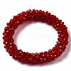 Faceted Transparent Glass Beads Stretch Bracelets BJEW-S144-002F-02-2