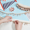 Polyester with Resin Shell Shape & Starfish Charm Lace Ribbon OCOR-WH0078-398-1-3