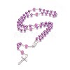 Glass Imitation Pearl Rosary Bead Necklace for Easter NJEW-WH0005-06-1
