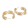 Brass Micro Pave Clear Cubic Zirconia Half Hoop Earrings EJEW-L234-031G-2
