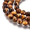 Faceted Grade A Natural Tiger Eye Round Bead Strands G-F260-01-4mm-3