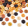 120Pcs 6 Colors 2-Hole Wood Flower Buttons BUTT-TA0001-40A-3