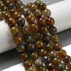 Faceted Natural Dragon Veins Agate Beads Strands G-F447-12mm-L09-1