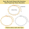 10Pcs 2 Colors 304 Stainless Steel Paperclip Chain Bracelets BJEW-BBC0001-21-2