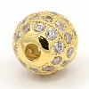 CZ Jewelry Brass Micro Pave Cubic Zirconia Round Beads ZIRC-M024-04-3