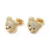 Cubic Zirconia Bear Stud Earrings X-EJEW-G341-01G-1