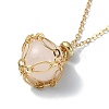 Natural Rose Quartz Round Pendant Necklaces NJEW-JN04565-01-2