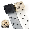 2 Rolls 2 Colors Polyester Heart Flocking Ribbon OCOR-TA0002-78-2
