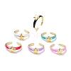 Brass Enamel Cuff Rings RJEW-P023-20G-1