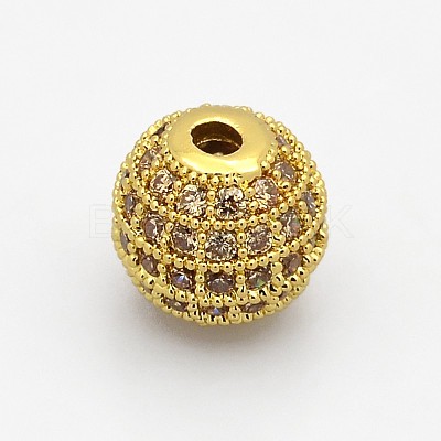 Brass Micro Pave Grade AAA Cubic Zirconia Beads KK-E711-8mm-113G-NR-1