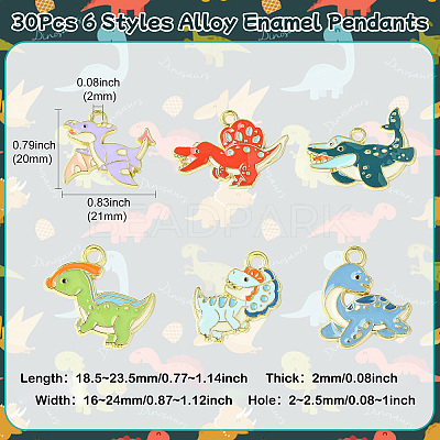 30Pcs 6 Styles Alloy Enamel Pendants ENAM-CJ0006-47-1