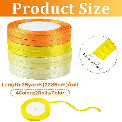 8Rolls 4 Colors Single Face Satin Ribbon OCOR-FS0001-10A-1
